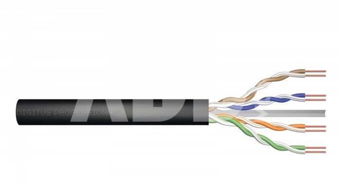 Digitus Installation cable U/UTP cat. 5e, PE wire, external gelled, black, 305m (reel)