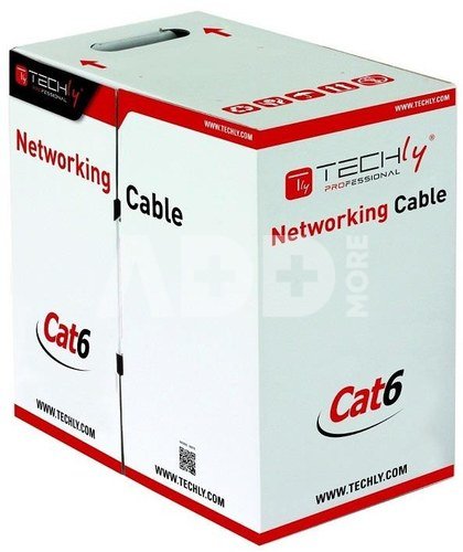 Techly UTP Cat6 bulk cable 4x2 solid copper 305m gray