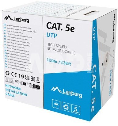 Lanberg Cable LAN UTP kat.5e 100m drut CU grey CPR + fluke passed