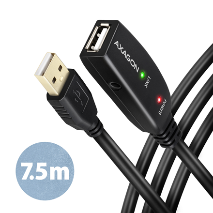 Audio kabelis AXAGON Active extension cable, 7.5 m  ADR-207  USB Type-A to USB Type-A