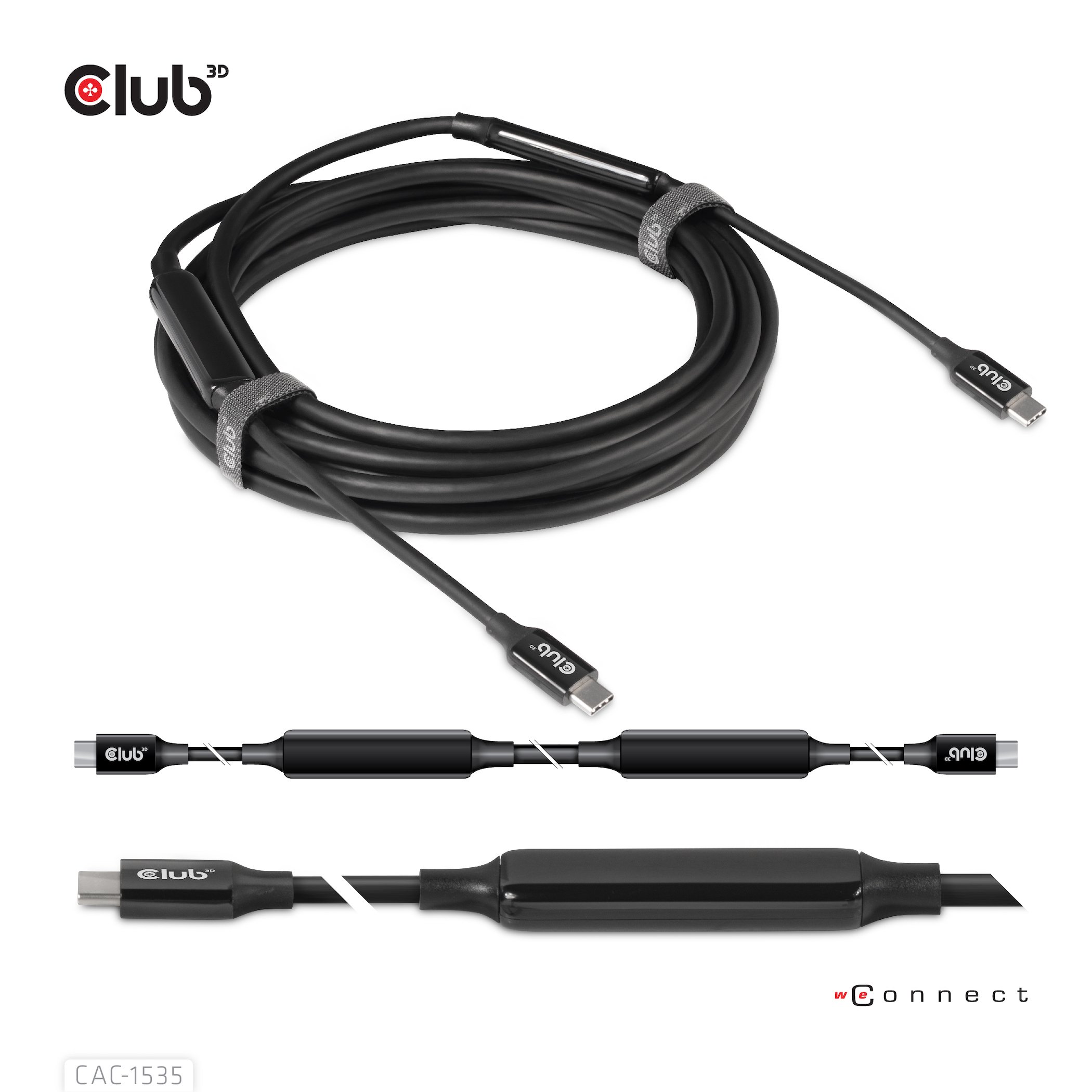Kabelis CLUB 3D USB 3.2 Gen2 Type C to C Active Bi-directional 5m