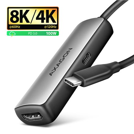Audio kabelis AXAGON Active converter RVC-HI8KPD, 100 W  USB Type-C to HDMI