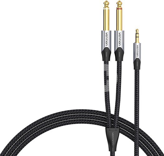 Audio cable mini jack 3.5mm to 2x jack 6.35mm male Vention BARHK 8m