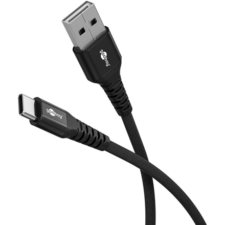 Audio kabelis Goobay USB-C to USB-A Supersoft Textile Cable with Metal Plugs  74527