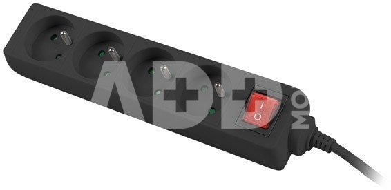 Lanberg Power strip 1.5m, black, 4 sockets, with switch, cable made of solid copper