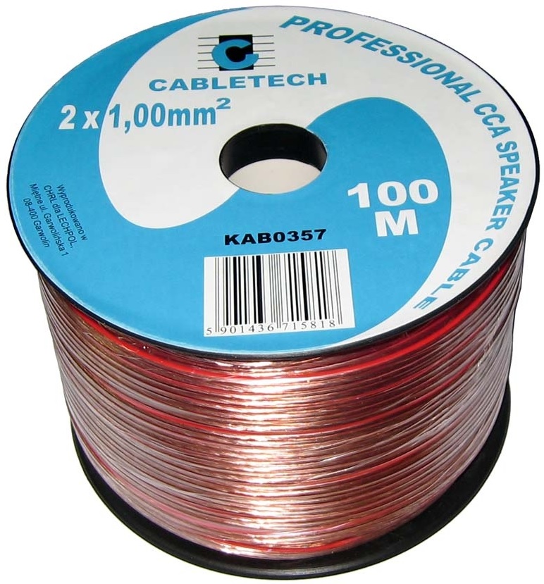 Laidas kolonėlėms 2x1.0mm² skaidrus, laidininkas CCA (variuotas aliuminis)