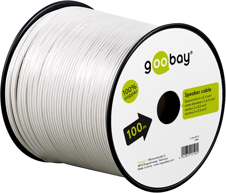 Laidas kolonėlėms 2 x 0.5 mm² baltas , m