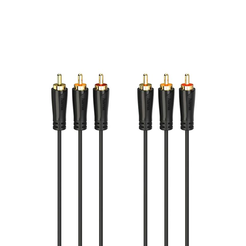 Laidas Hama Audio/Video Cable, 3 RCA - 3 RCA, gold-plated, 1.5 m, black Prekė - 00205150