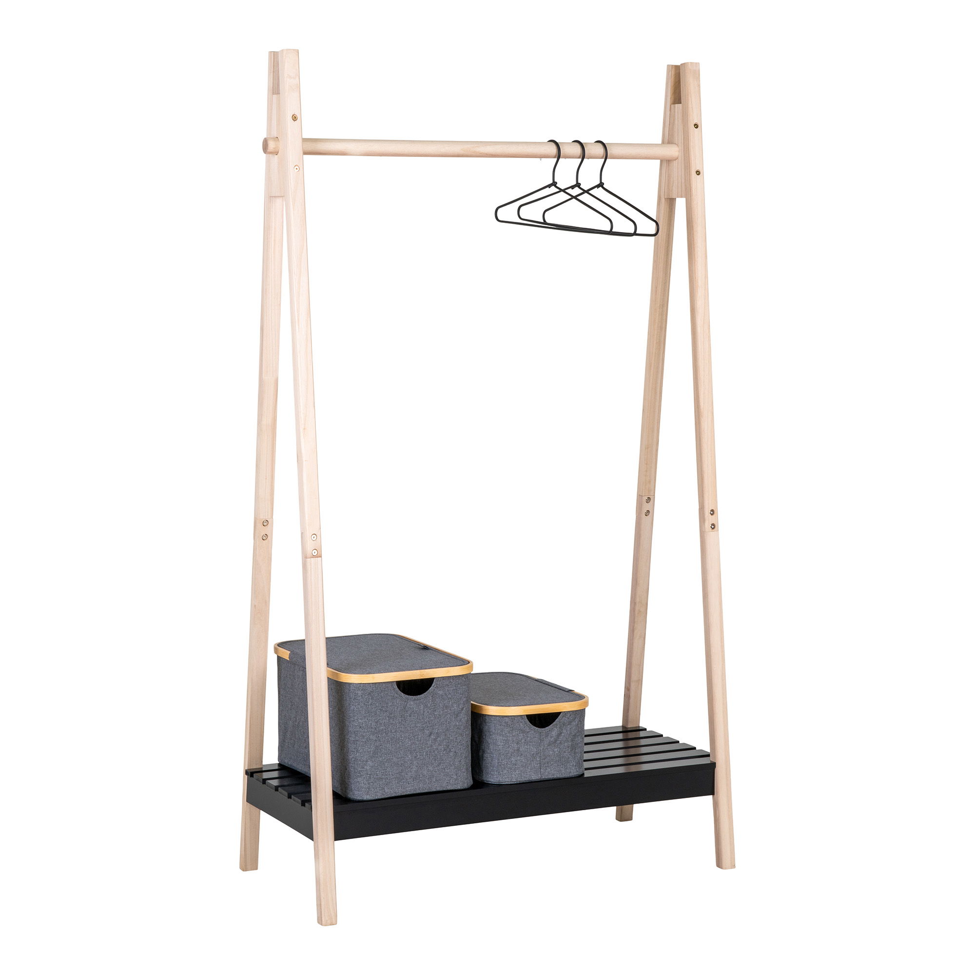 Pastatoma drabužių kabykla | 94,5 x 170 x 39 cm | Juoda | Rusva