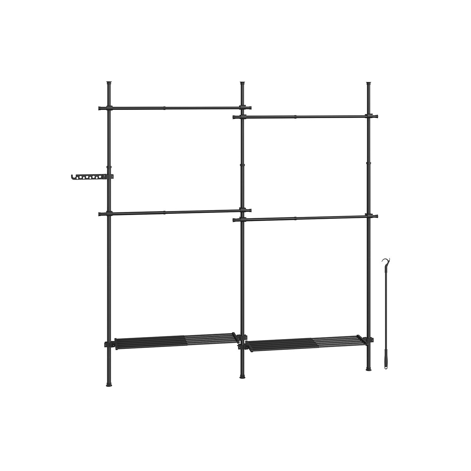 Universali reguliuojama Drabužių kabykla | 33,5 x (162-238) x (208-310) cm | Juoda
