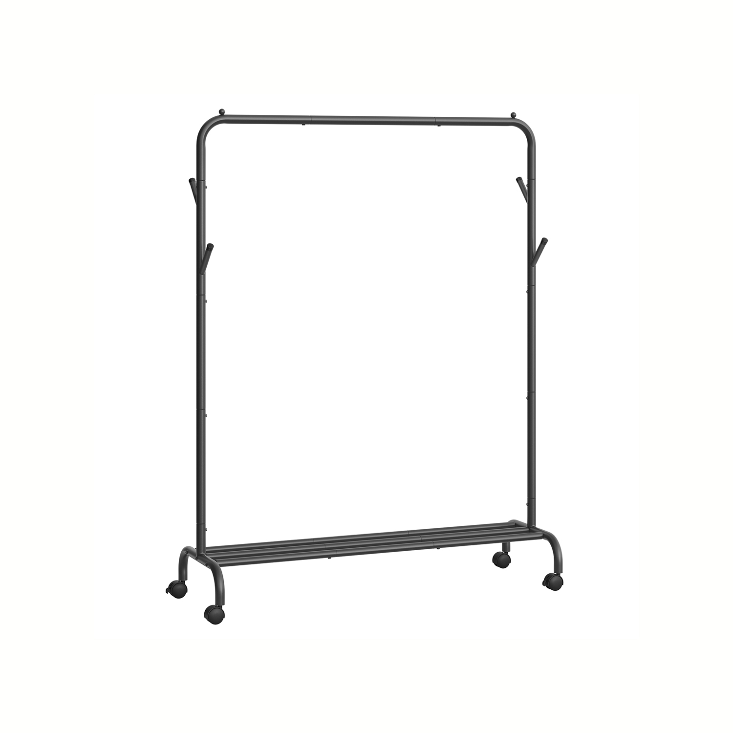 Mobili drabužių kabykla ant ratukų | 41 x 103,5 x 155 cm | Juoda