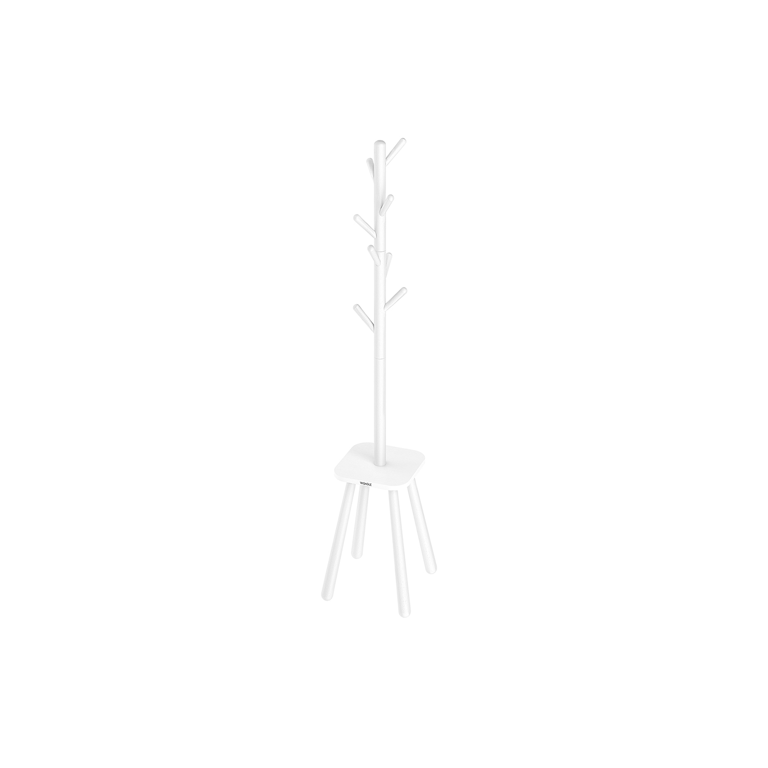 Drabužių kabykla su lentynėle raktams | 8 kabliukai | 34,7 x 34,7 x 170,5 cm | Balta
