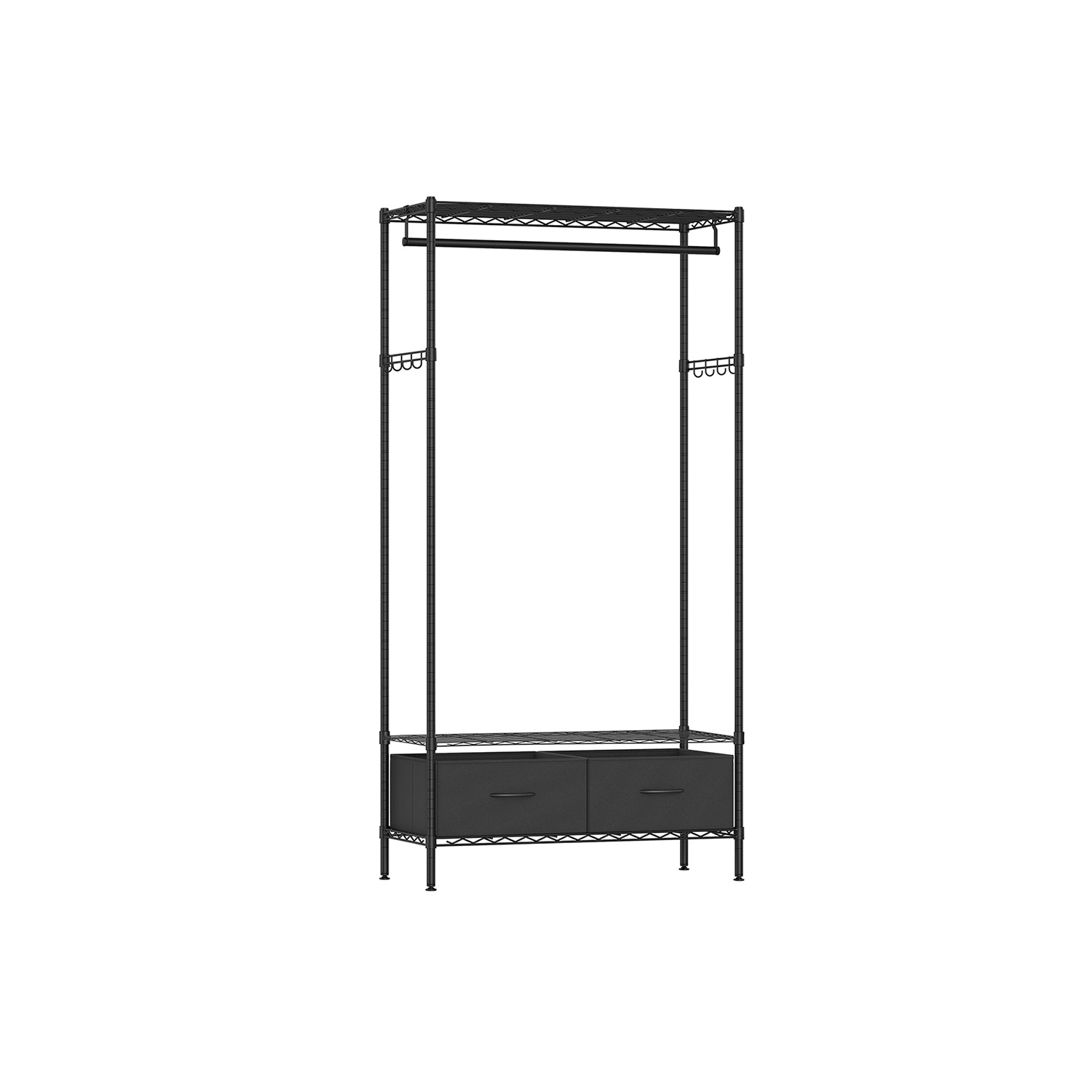 Pastatoma Drabužių kabykla su 2 stalčiais | 40 x 90 x 180 cm | Juoda