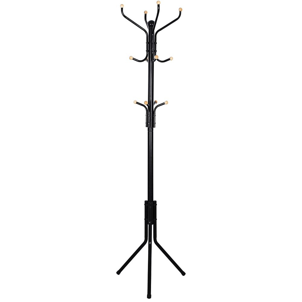 Klasikinė metalinė juoda kabykla paltams 182cm
