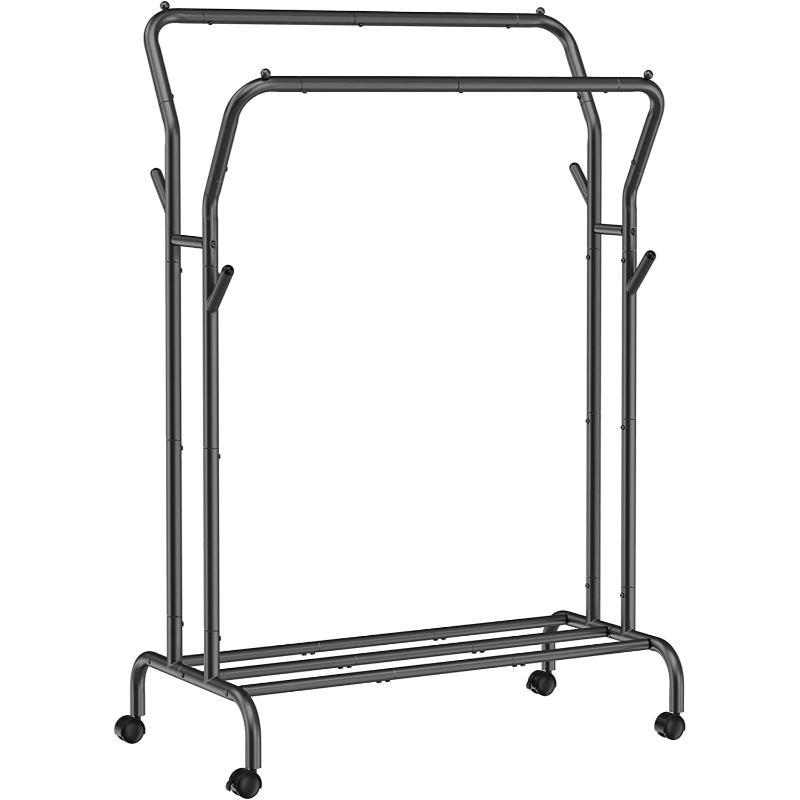 Rūbų kabykla ant ratukų (juoda) 100 kg, 103.5 cm
