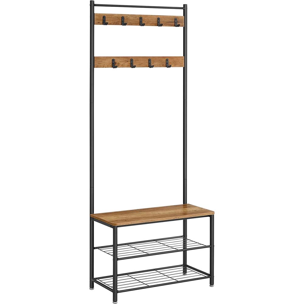 Drabužių kabykla su batų lentynomis, 3 lentynos, metalas, aukštis 177 cm, 70x32,5x175 cm