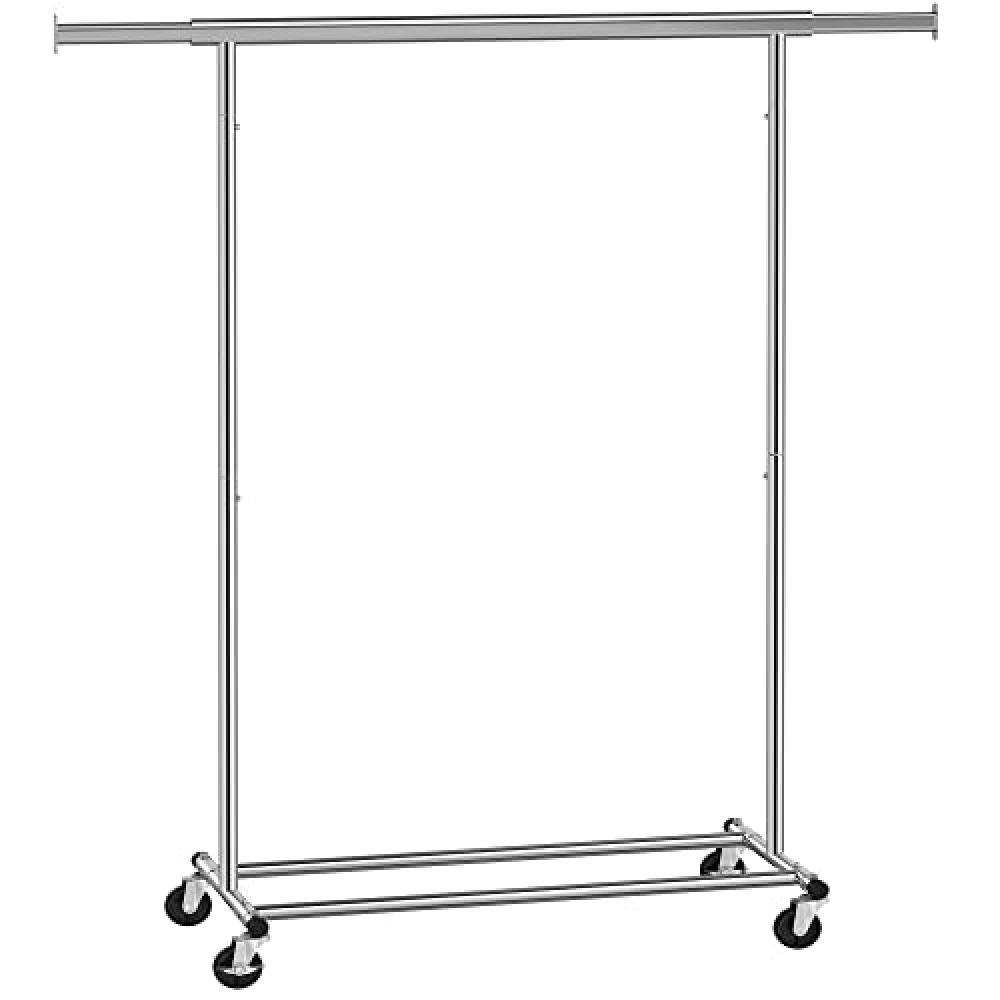Drabužių kabykla ant ratukų, su ištraukiama kabykla, 90 kg apkrova, 92—132x45.5x160 cm