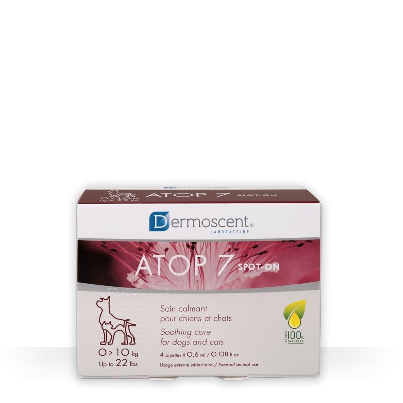 Dermoscent ATOP 7® spot-on lašai sudirgusiai arba į alergiją linkusiai odai šunims ir katėms - Produkto Svoris 0-10kg