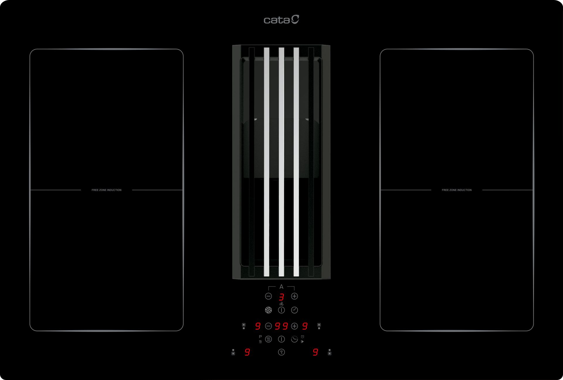 Indukcinė kaitlentė su gartraukiu CATA IAS 770 Induction hob with built-in hood Number of burners/cooking zones 4 Touch Timer Black