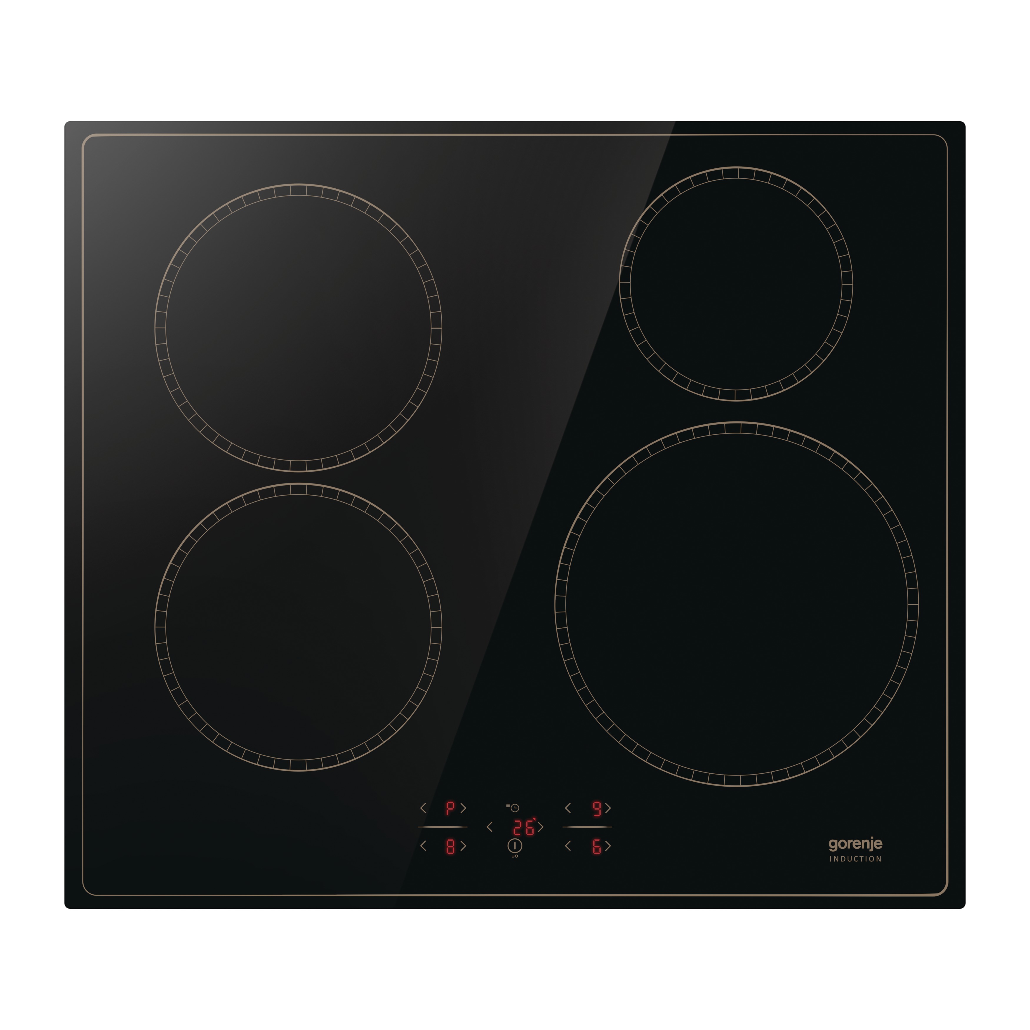Indukcinė kaitlentė Gorenje GI6401CLBSC, indukcinė, 4 kaitvietės, elektroninė, su laikmačiu, juoda