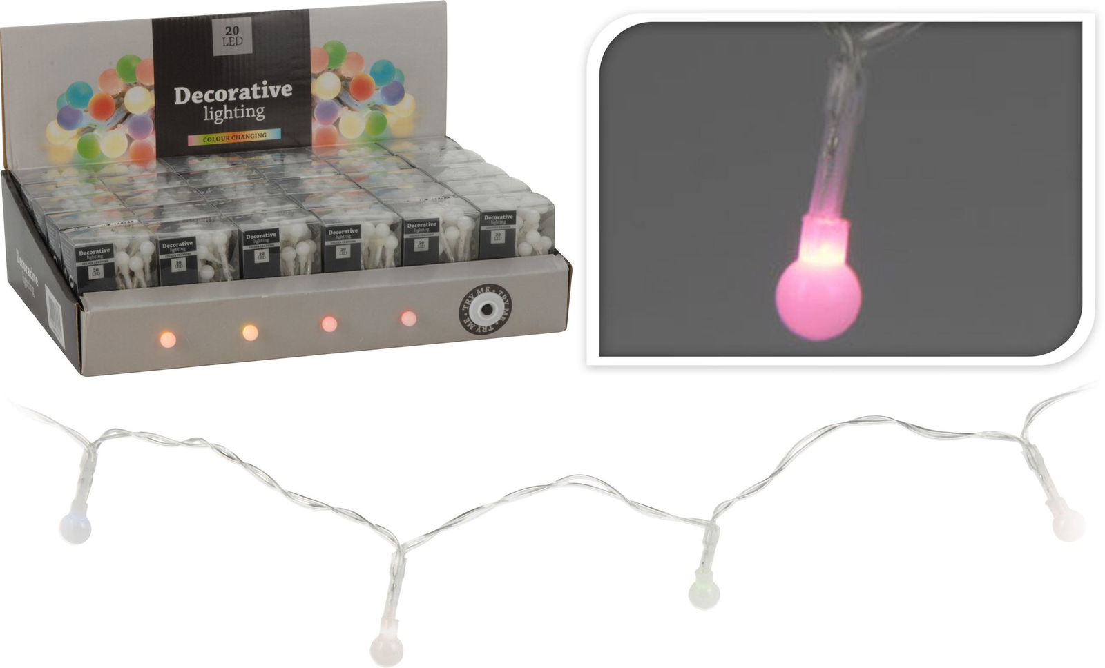 Elektrinė girlianda CHERRY, 20 LED, įvairių spalvų, (elementai 2xAA neįeina), 2,25m + 30cm