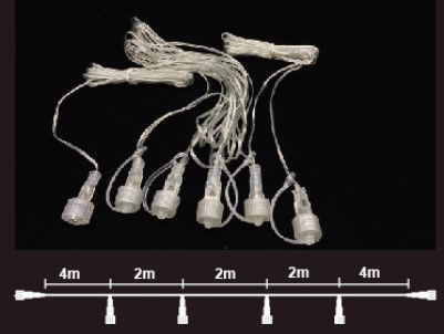 Skaidrus prailginimo kabelis su 4 jungtimis sujungiamoms girliandoms, 31 V, IP44, 14 m