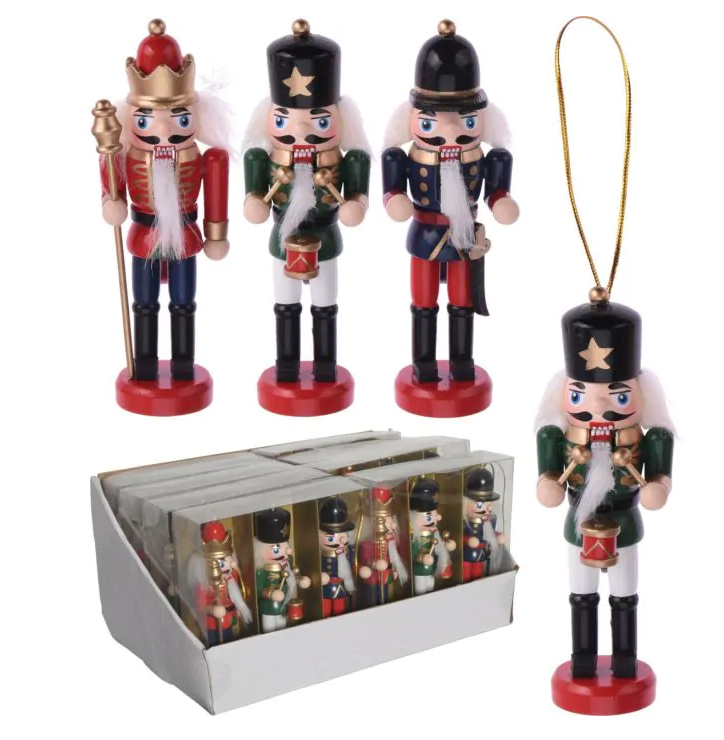 Kalėdinių eglės dekoracijų rinkinys NUTCRACKER, 12 cm, 3 vnt