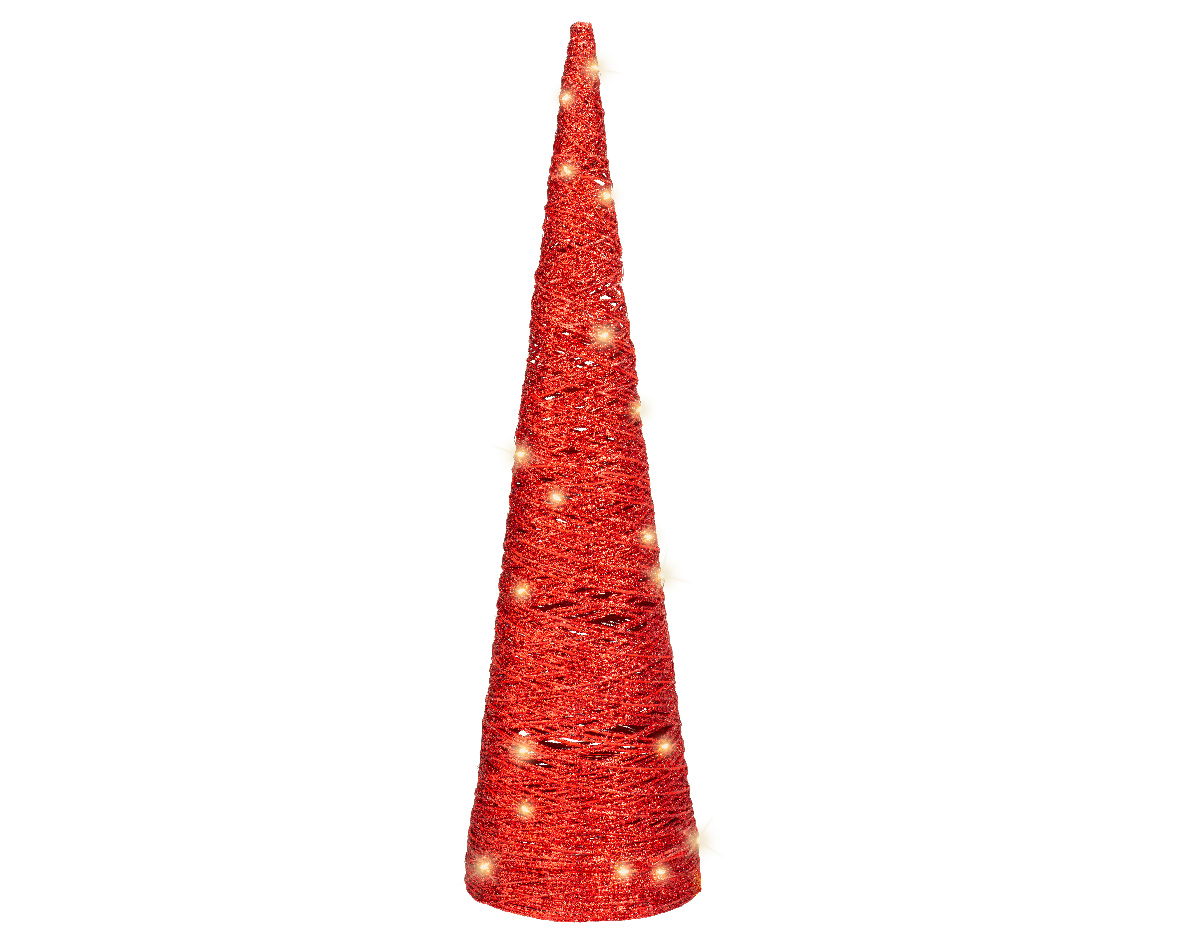 Elektrinė LED dekoracija GLITTER CONE, 30 LED, IP20, šiltai baltos sp., elementai 3 x AA, h58 cm