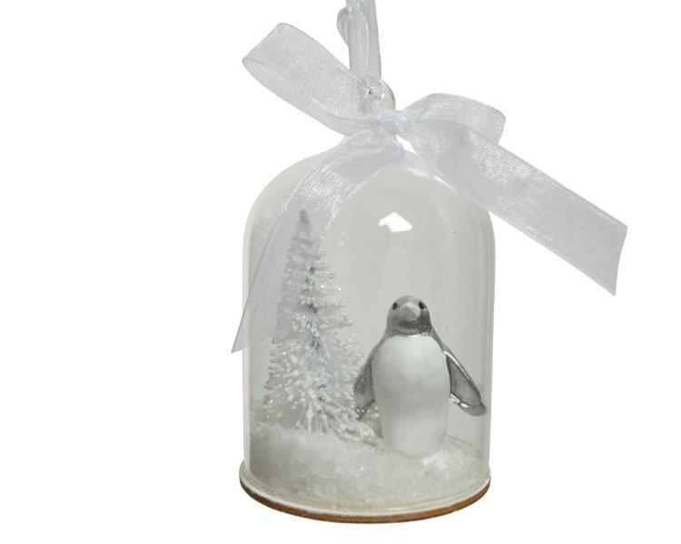 Kalėdinė dekoracija PENGUIN IN GLASS, baltos sp., 8 x 14 cm, 1 vnt.