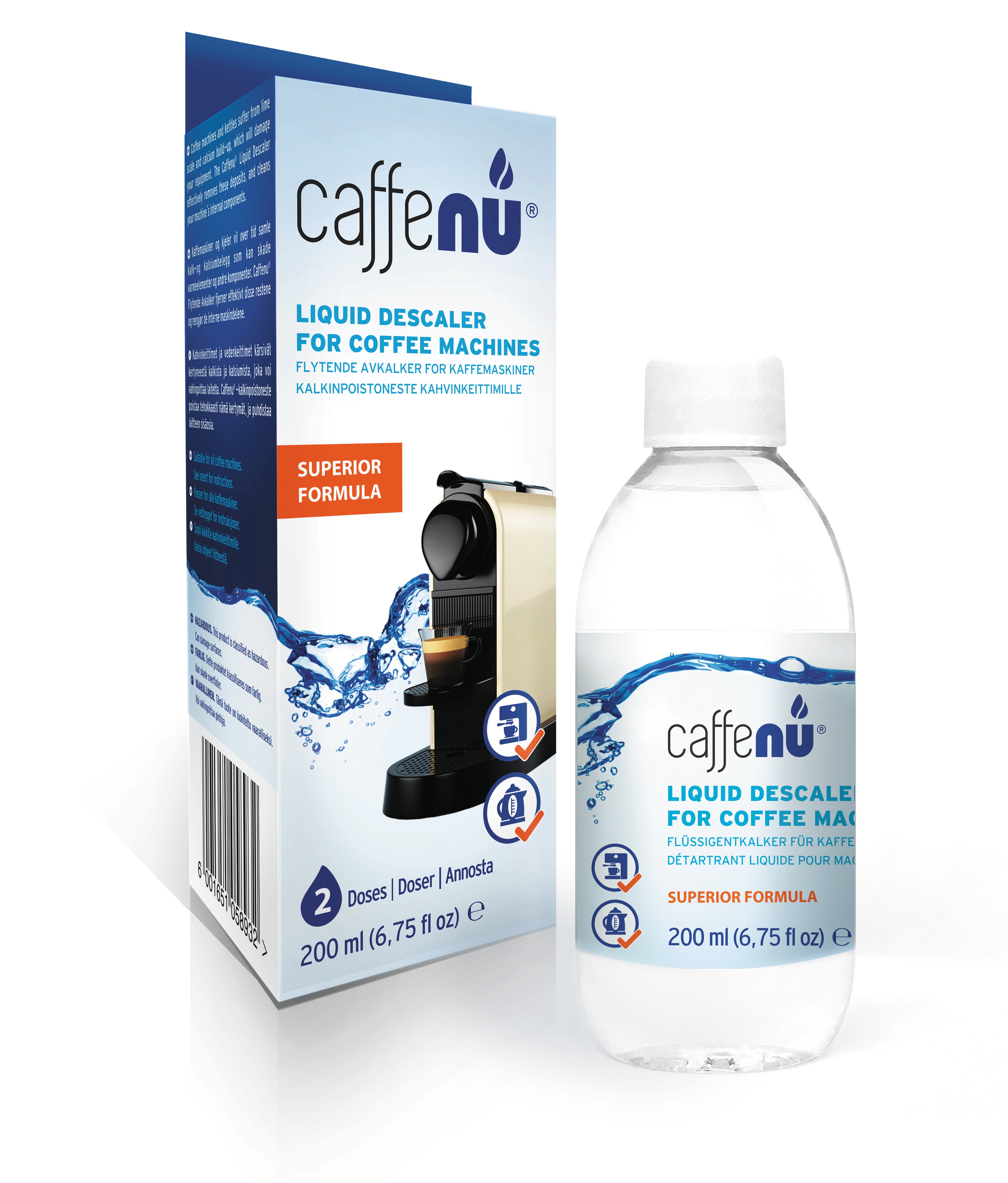 Nukalkinimo skystis Caffenu 0.2l, tinka visiems kavos aparatams CFCD001 / 352796