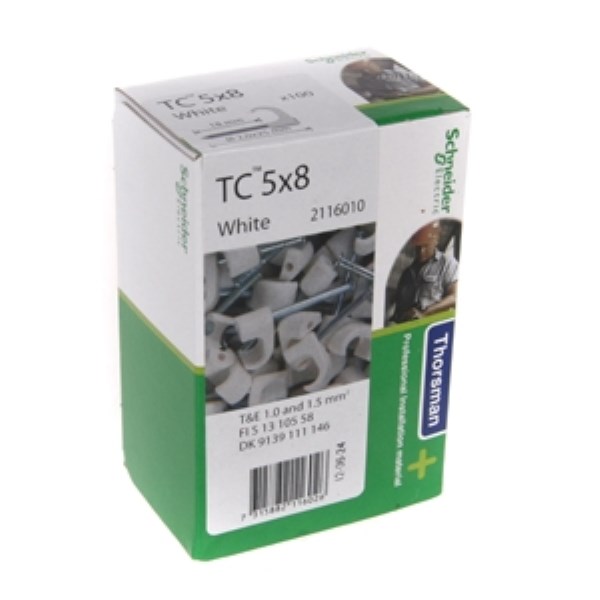 Apkaba laidų tvirtinimui balta TC 5 x 8 mm 100 vnt Thorsman