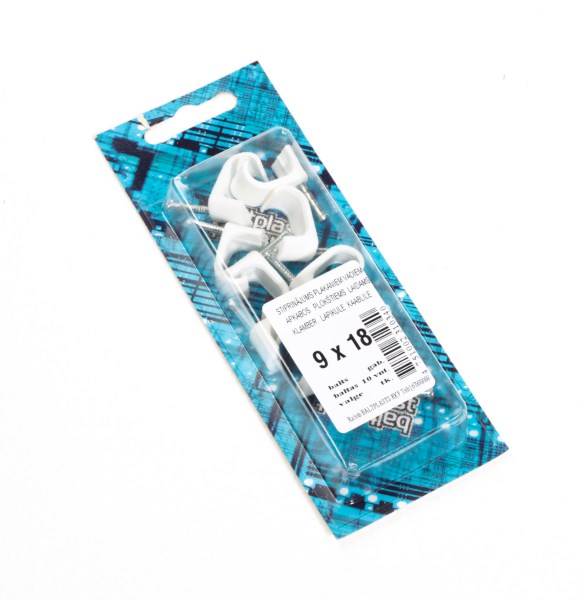 Apkaba laidų tvirtinimui balta 9 x 18 mm 10 vnt Baltplasts