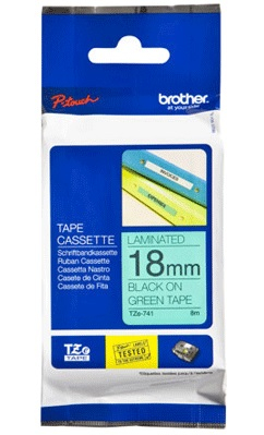 Brother TZ-E741, 18mm black on green tape | Brother|TZE741