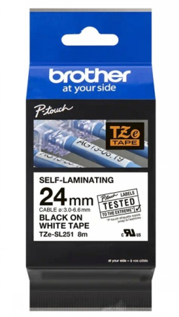 BROTHER TZESL251 24 MM BLACK ON WHITE SELF LAMINATE|TZESL251