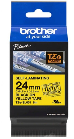 BROTHER TZESL651 24 MM BLACK ON YELLOW SELF LAMINATE|TZESL651