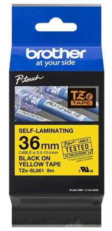 BROTHER TZESL661 36 MM BLACK ON YELLOW SELF LAMINATE|TZESL661