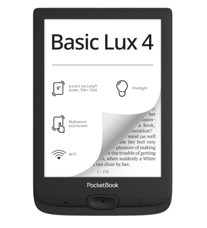 E-Reader|POCKETBOOK|Basic Lux 4|6"|1024x758|1xUSB-C|Micro SD|Wireless LAN|Black|PB618-P-WW|PB618-P-WW