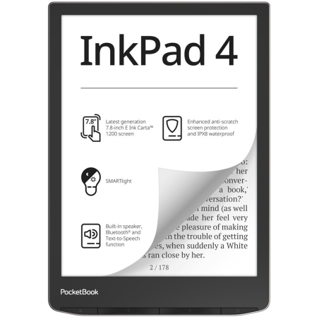 E-Reader|POCKETBOOK|InkPad 4|7.8"|1872x1404|1xAudio-Out|1xUSB-C|Micro SD|Wireless LAN|Bluetooth|PB743G-U-WW|PB743G-U-WW