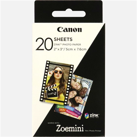 20 sheets | ZP-2030 | White | 5 x 7.6 cm | Photo Paper|3214C002