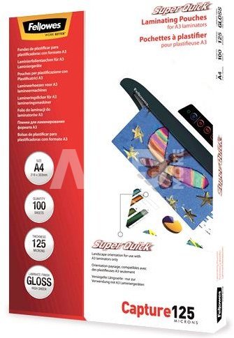 Fellowes SuperQuick A4 Glossy 125 Micron Laminating Pouch