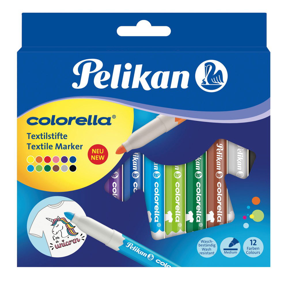 Flomasteriai Pelikan COLORELLA tekstilei, 12 spalvų