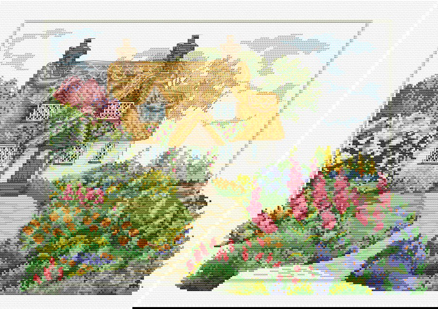 Siuvinėjimo kryželiu rinkinys FOXGLOVE COTTAGE 41.9x28 cm