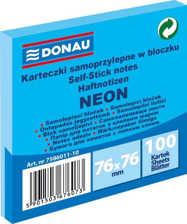 Lipnūs lapeliai neon mėlyni, 76x76 mm, 100 vnt