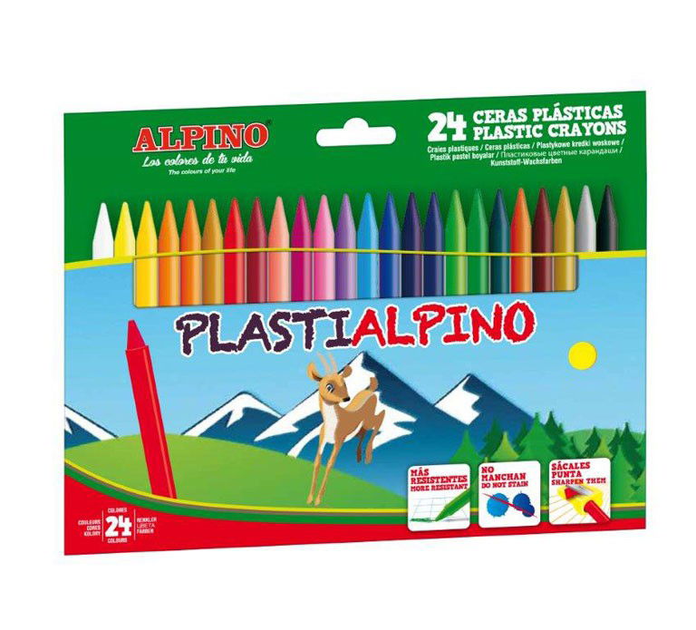 Vaškinės kreidutės PLASTIALPINO, 24 spalvų, 8 mm