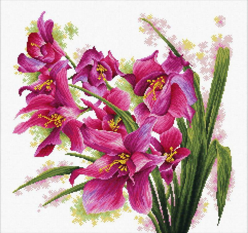 Siuvinėjimo kryželiu rinkinys LOVELY ORCHIDS 39x39 cm
