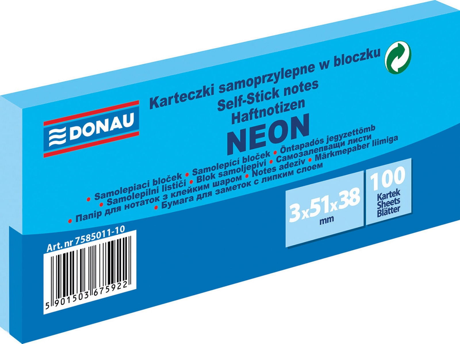 Lipnūs lapeliai neon mėlyni 51x38 mm, 3x100 vnt