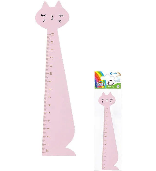 Medinė liniuotė 15cm KATĖ rausva