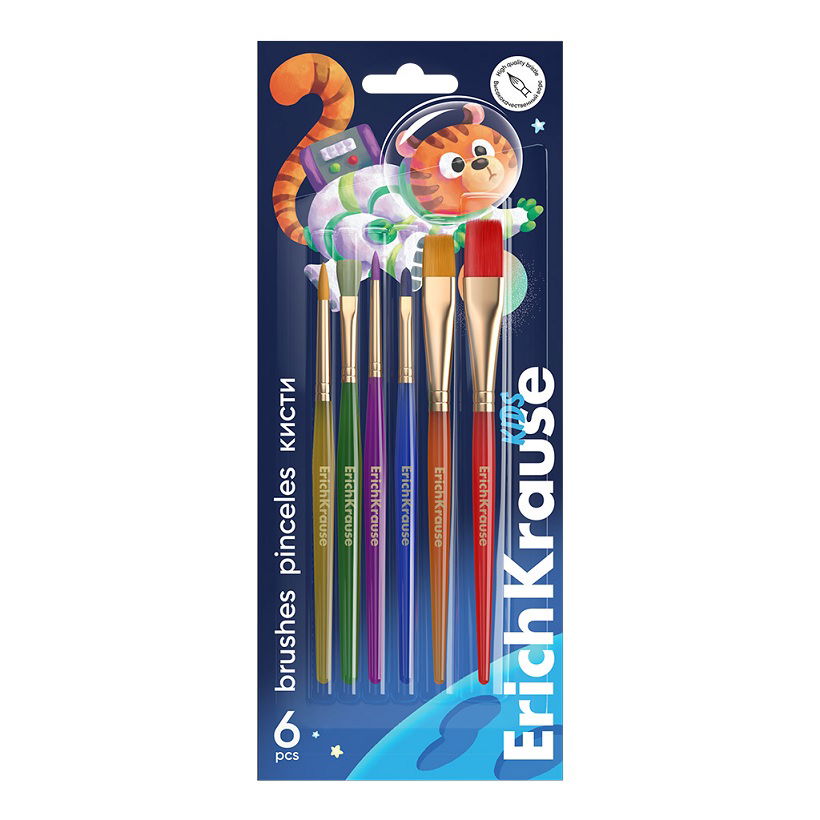 Teptukų rinkinys ERICHKRAUSE Space animals, sintetinio plauko, 6 vnt