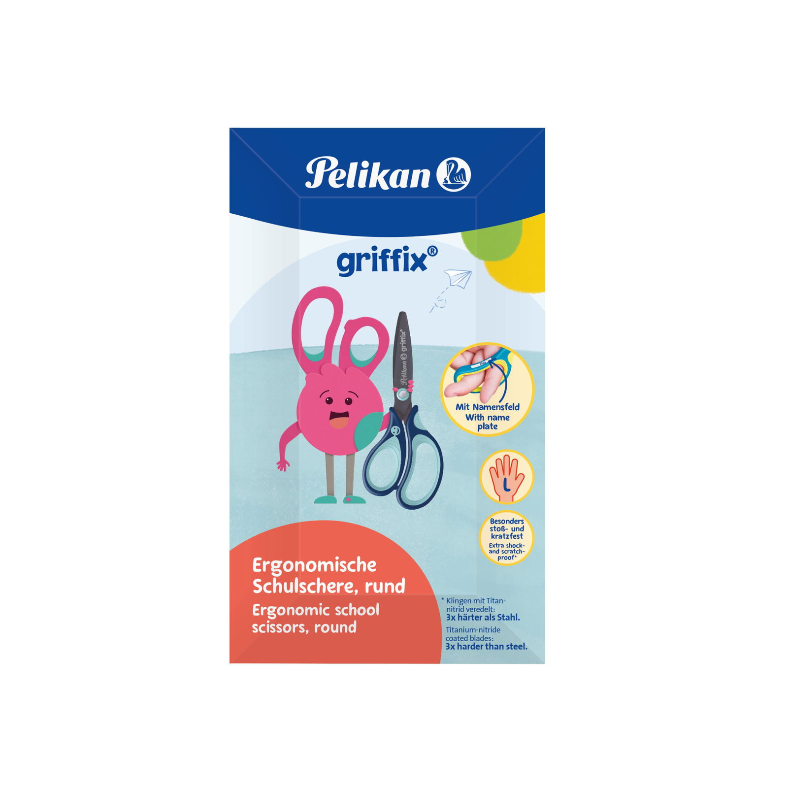 Žirklės bukais galais GRIFFIX "L", 14 cm blue