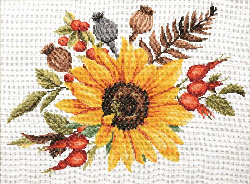 Siuvinėjimo kryželiu rinkinys AUTUMN BOUQUET 34x25.6 cm